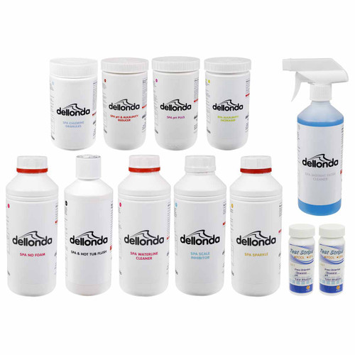 Dellonda DL87  Hot Tub/Spa Master Kit with 8 Chemicals & Test Strips