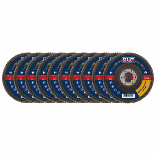 Sealey FD11540E10 115mm Aluminium Oxide Flap Discs 40Grit 22mm Bore (10 Pack)