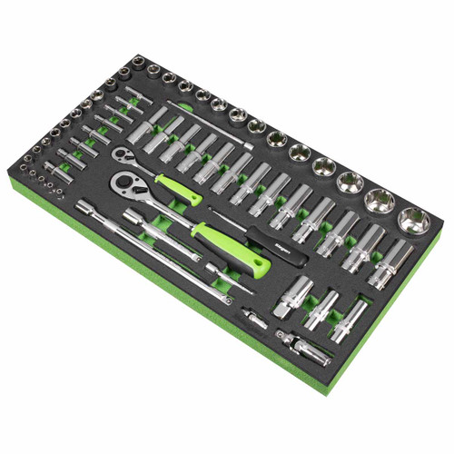 Sealey S01271 Siegen Socket Set with Tool Tray 1/4" & 1/2" Sq Drive (62 Pieces)