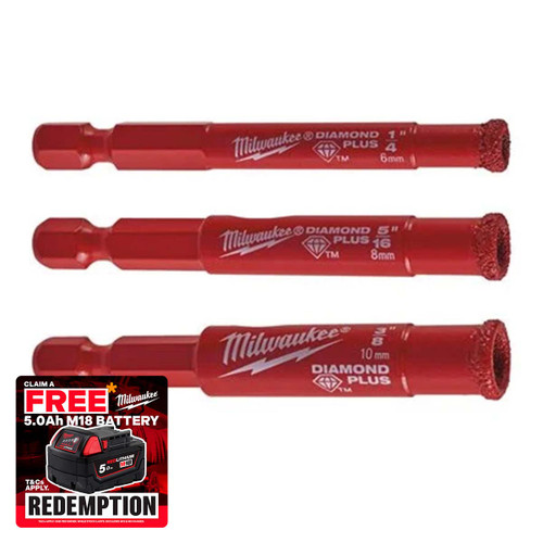 Milwaukee 4932498368 Diamond Max Tile Drill Set (3 Pieces)