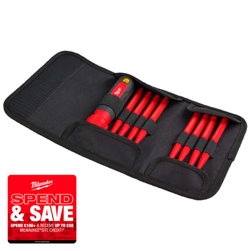 Milwaukee 4932493657 10 in 1 Multi-Bit Screwdriver Set (11 Pieces)