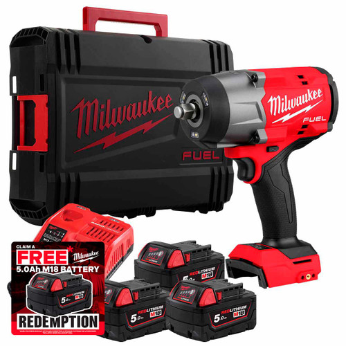 Milwaukee M18FHIW2F12-503X 18V Fuel 1/2" High Torque Impact Wrench with Friction Ring