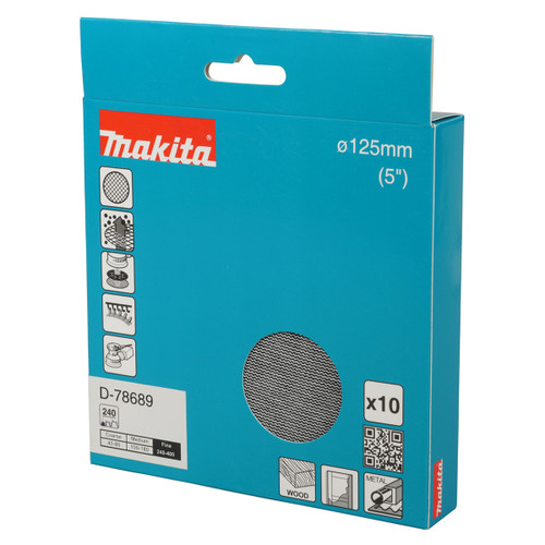 Makita D-78689 Net Sanding Disc 125mm, A240 Grit (10 Pack)