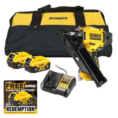 DeWalt DCN930NP2 18V Brushless Framing Nailer with 2x 5.0Ah Batteries