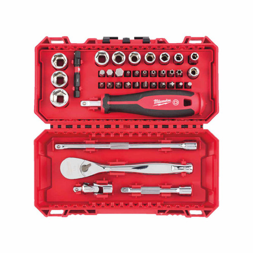 Milwaukee 4932498381 1/4" Ratchet, Driver and Socket Set in Packout Box (38 Pieces)