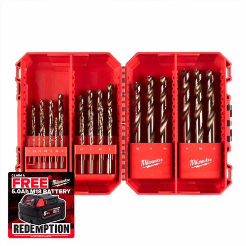 Milwaukee 4932493868 HSS-Ground Cobalt Metal Drill Bit Set (25 Pieces)
