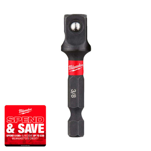 Milwaukee 4932478054 Shockwave™ Impact Duty Socket Adaptor - 1/4" Hex to 3/8" Square