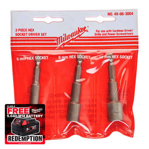 Milwaukee 49663004 1/4" Hex Socket Magnetic Driver Set
