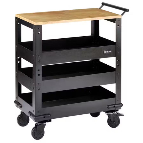 BUNKER® by Draper 11495 3 Tier Trolley with Pull Handle & Hardwood Worktop 714mm