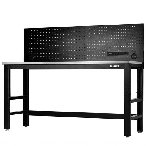 BUNKER® by Draper 28099 Workbench with Stainless Steel Worktop and Power Pegboard 1830mm