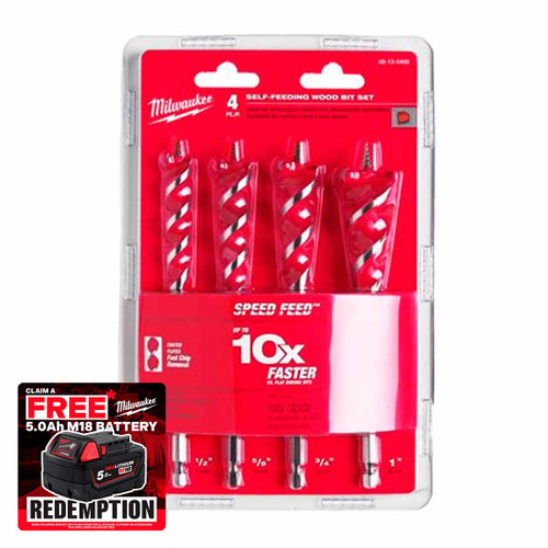 Milwaukee 4932479477 Speed Feed™ Wood Drill Set (4 Pieces)