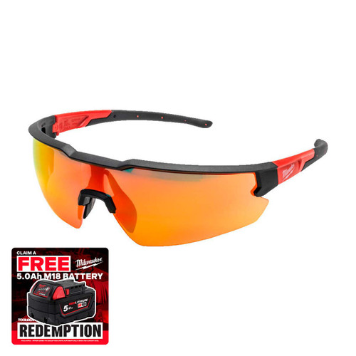 Milwaukee 4932498548 Enhanced Safety Glasses Red Mirrored