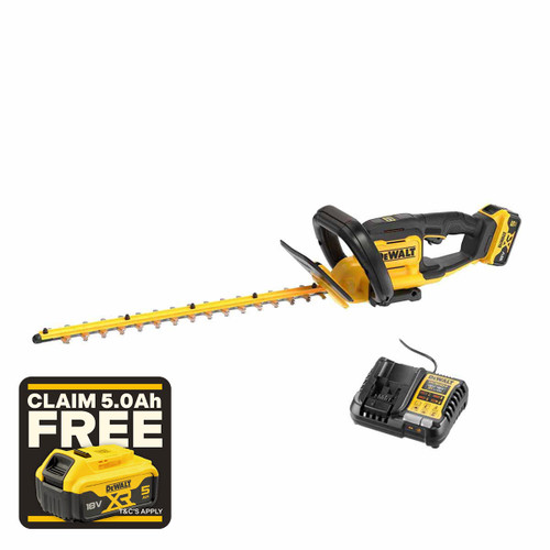 DeWalt DCMHT564P1 18V XR Cordless Hedge Trimmer with 1x 5.0Ah Battery