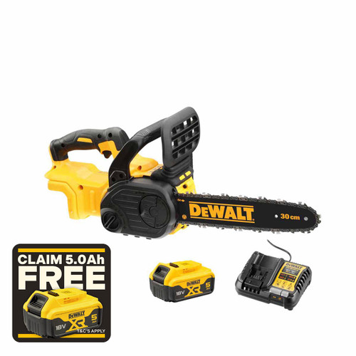 DeWalt DCMCS565P1 18V XR Brushless 30cm Chainsaw with 1x 5.0Ah Battery