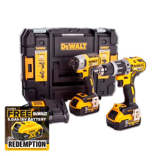DeWalt DCK266P2T 18V XR Brushless Twin Pack with 2x 5.0Ah Batteries