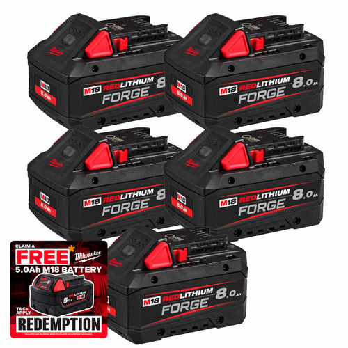 Milwaukee M18FB8 FORGE 18V 8.0Ah Battery Five Pack