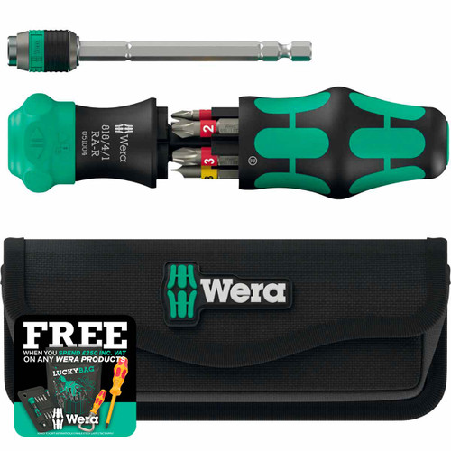 Wera 05051515001 25 RA-R Kraftform Kompakt Bit Holder with Textile Pouch