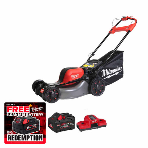 Milwaukee M18F2LM46-802 18V Fuel 46cm Dual Battery Self-Propelled Lawn Mower with 2x 8.0Ah Batteries and Super Bay Charger