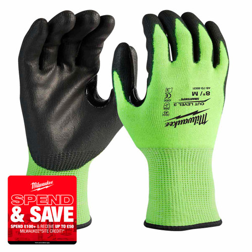 Milwaukee 4932478132 Hi-Vis Cut C Gloves (Size 9/L)