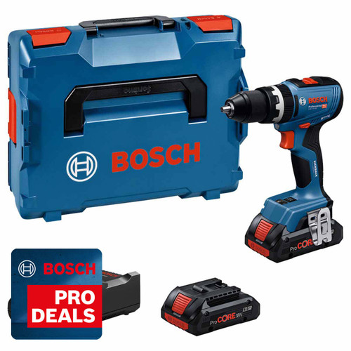 Bosch 06019N3376 GSB 18V-65 Combi Drill with 2x ProCORE18V 4.0Ah