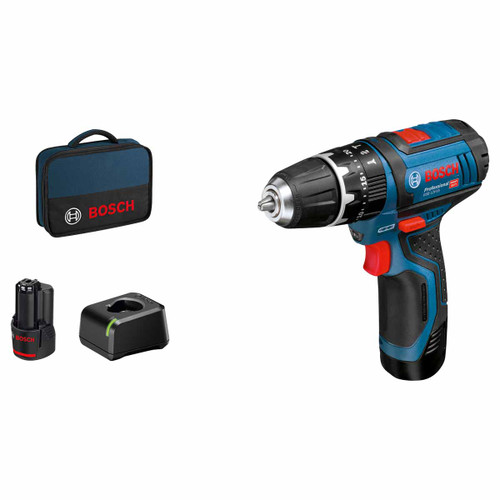 Bosch 06019B697J GSB 12V-15 Combi Drill with 2x GBA 2.0Ah Batteries