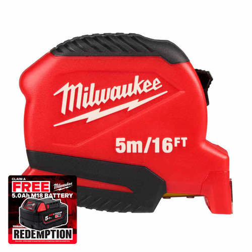 Milwaukee 4932498779 GEN II Compact Tape Measure 5m/16ft