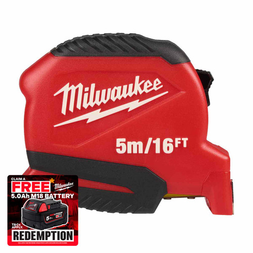 Milwaukee 4932498779 GEN II Compact Tape Measure 5m/16ft