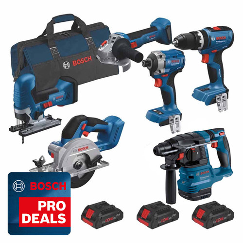 Bosch 0615A5008C 18V 6 Piece Tool Kit with 3 × 4.0Ah Li-Ion ProCORE18V Batteries