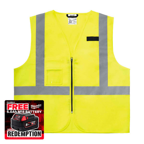 Milwaukee 4932493996 Yellow Contractor High-Visibility Vest (Size 2XL/3XL)