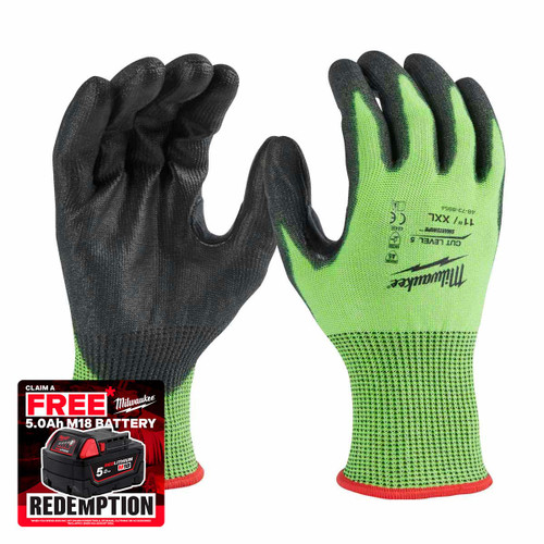 Milwaukee 4932479933 Hi-Vis Cut E Gloves (Size 9/L)