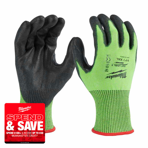 Milwaukee 4932479933 Hi-Vis Cut E Gloves (Size 9/L)
