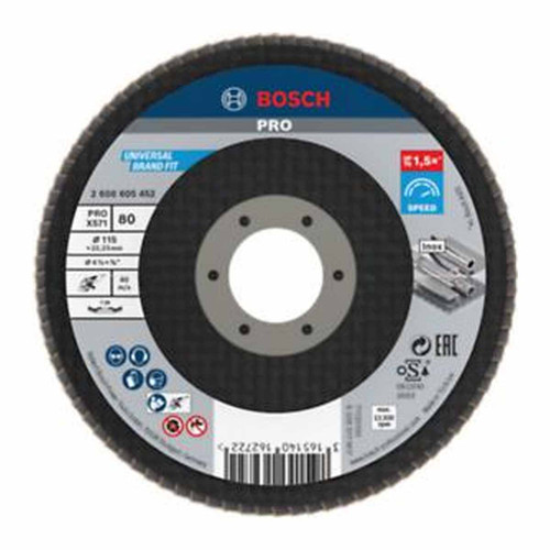 Bosch 2608605452 Zirconium Flap Disc 115mm x 22.23mm 80 Grit