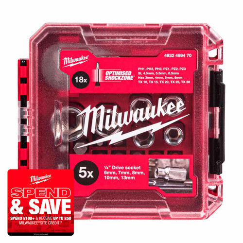 Milwaukee 4932499470 1/4" Drive Compact Ratchet Set in PACKOUT™ Box