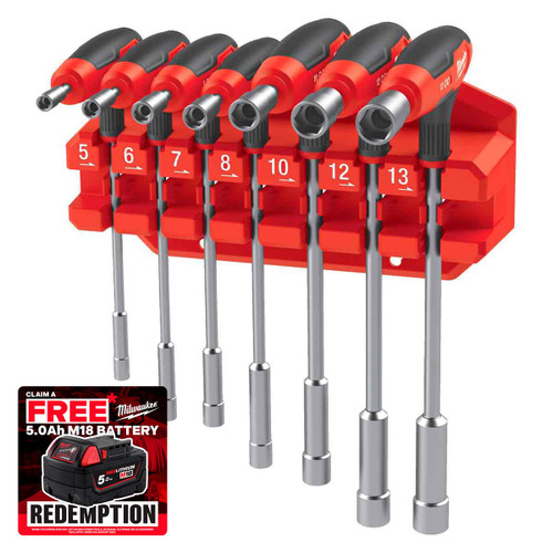 Milwaukee 4932498704 Nut Driver with Comfort Grip Set with Rack (7 Pieces)