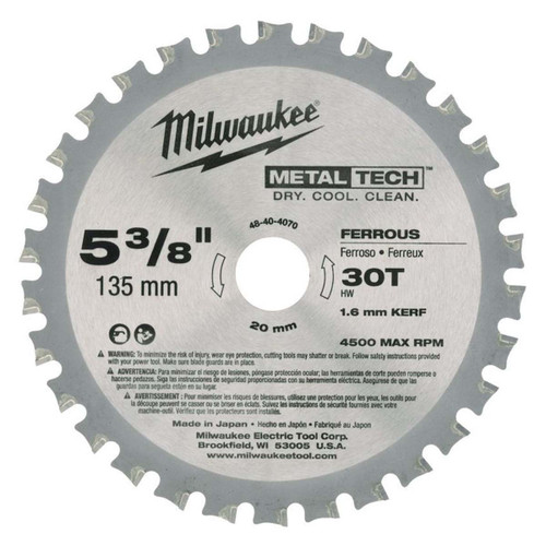 Milwaukee 48404070 Metal Circular Saw Blade 135mm x 20mm x 30T