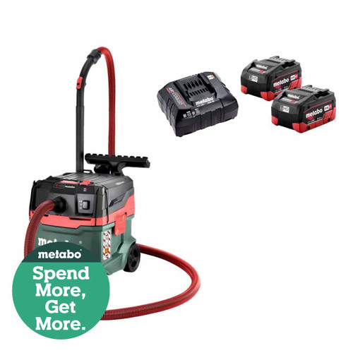 Metabo 602071850 AS 36-18 L 20 PC 18V Cordless Vacuum with 2x 5.5Ah Batteries & Charger