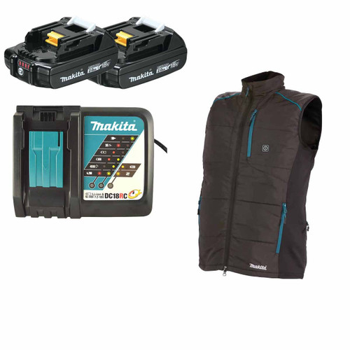Makita DCV202ZXXLX2 14.4V/18V LXT Heated Vest (Size XXL) with 2x 2.0Ah Battery and Fast Charger