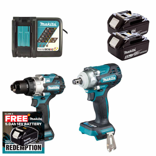 Makita DLX2590TJ 18V LXT Twin Kit with 2x 5.0Ah Batteries
