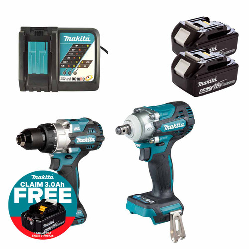 Makita DLX2590TJ 18V LXT Twin Kit with 2x 5.0Ah Batteries