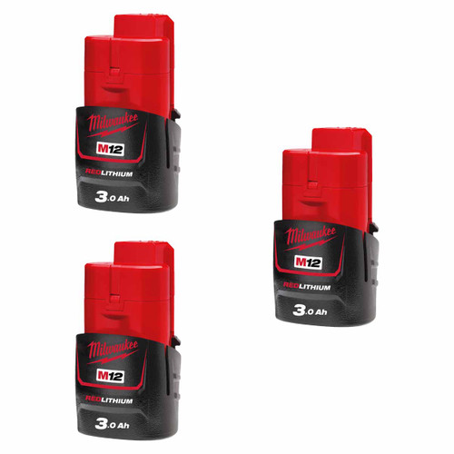 Milwaukee 4932451388X3 M12 B3 12V 3.0Ah REDLITHIUM Battery (Pack of 3)
