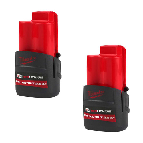 Milwaukee 4932480164X2 M12 High Output 12V 2.5Ah Battery (Twin Pack)