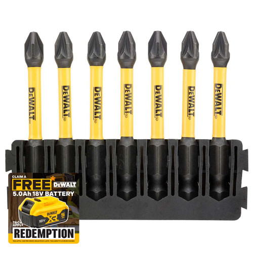 DeWalt DT70821-QZ Extreme FLEXTORQ PZ2 TOUGHCASE 57mm Screwdriver Bit Bar Set (7 Pieces)