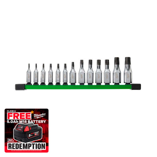 Milwaukee 4932480565 1/4" and 3/8" Drive Torx Bit Socket Set (13 Pieces)
