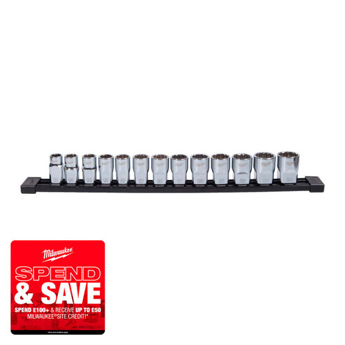 Milwaukee 4932498797 1/2″ Drive 12-Point Metric Socket Set (13 Pieces)
