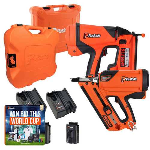 Paslode IM350+ 1st Fix Framing Nailer & IM65 Second Fix Straight Brad Nailer with 2x 2.1Ah Batteries