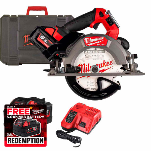 Milwaukee M18FCSDC165-552C FUEL™ 18V 165mm Deep Cut Circular Saw
