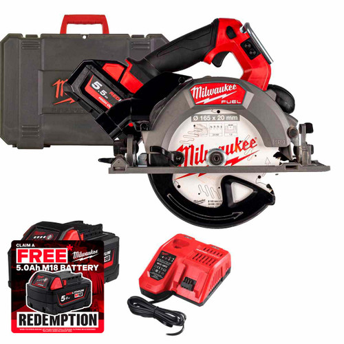 Milwaukee M18FCSDC165-552C FUEL™ 18V 165mm Deep Cut Circular Saw