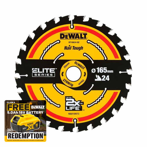 DeWalt DT10401 184mm x 20mm 24T TCT ELITE Circular Saw Blade