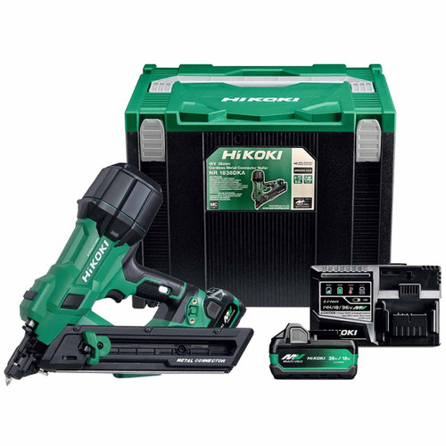 HiKOKI NR1838DKAJXZ 18V Brushless Metal Connector Nailer with 2x 5.0Ah Batteries, Charger & Stackable System Case 4