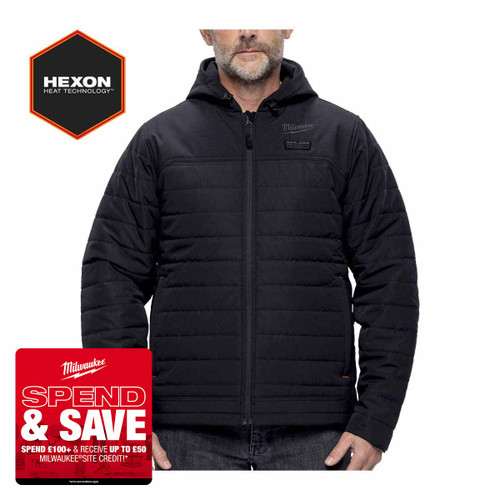 Milwaukee M12HJBL6-0 12V HEXON Black Heated Puffer Jacket